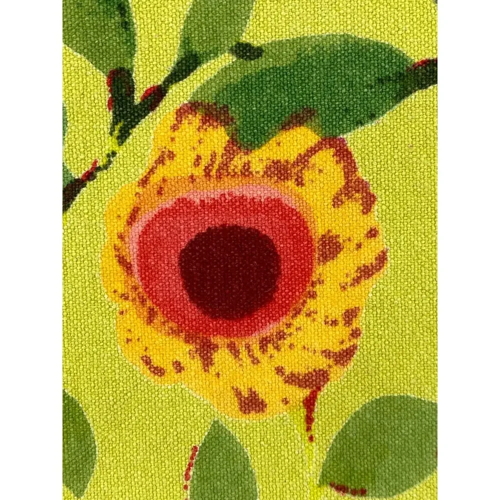 CRATE & BARREL Set of 6 Louise Placemats Floral Heavy Woven Cotton Green 14